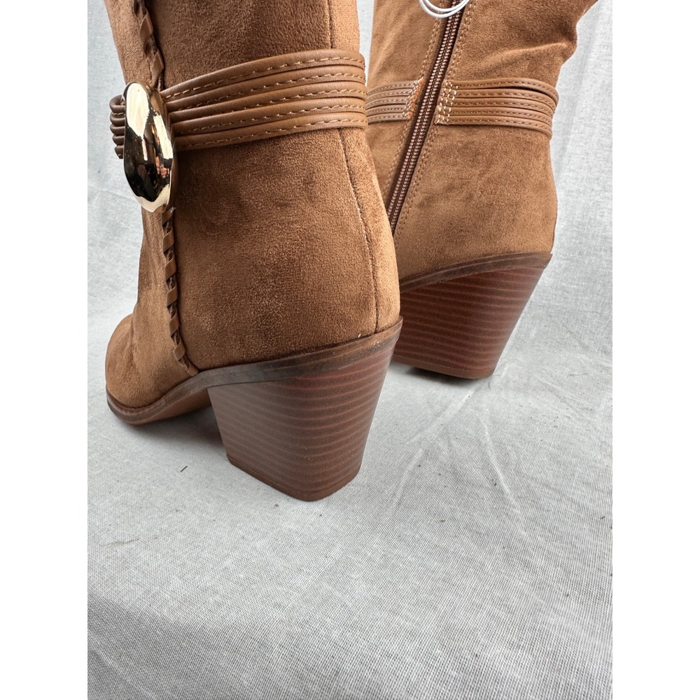 Universal Thread Womens Cognac Brown Faux Suede Tall Western Boots Size 7.5 NEW - Picture 3 of 6